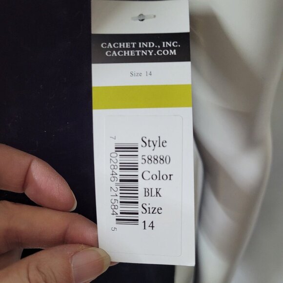 Cachet Dress Womens 14 Black Stretch‎ Velvet Off Shoulder Front Slit Formal Gown - Picture 5 of 12